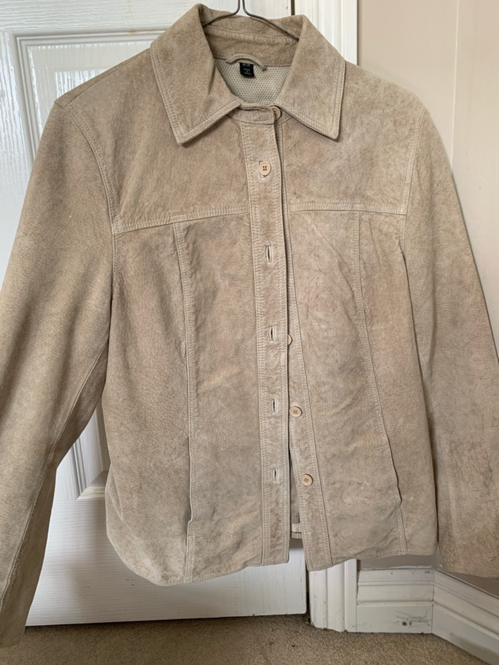 Atmosphere Beige Suede Button-Front Jacket
